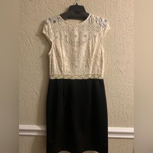 Elegant Lace Black and Ivory Dress Size 8